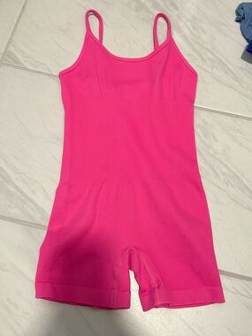 Women's Pink Ribbed Sleeveless Romper